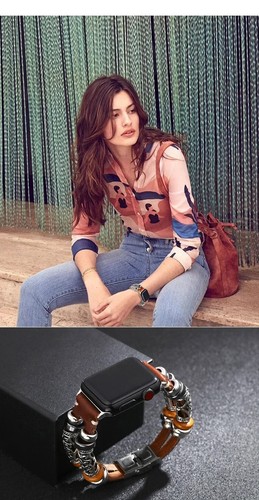 Handmade leather strap apple - leather,