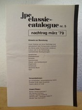 Jpc Classic-Catalogue Nr. 5 - Nachtrag März 1979 Jpc-Schallplatten - Versandabte
