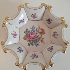 Prunkschale mit Blumendekor und Goldstaffage Graf v. Henneberg, vintage, top