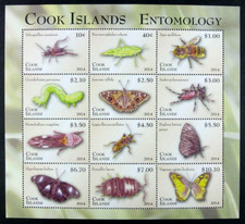 Cook Inseln 2014 Käfer Insekten Beetle Raupe Entomologie ZD-Kleinbogen 1906-1917