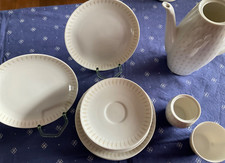 14 Teile THOMAS Porzellan ~ weiß + cremefarbene Akzente ~ Rest Kaffeeservice ~