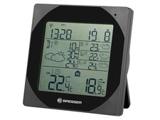 Bresser Funk Wetterstation + Außensensor Wettervorhersage Wind Uhr Alarm schwarz