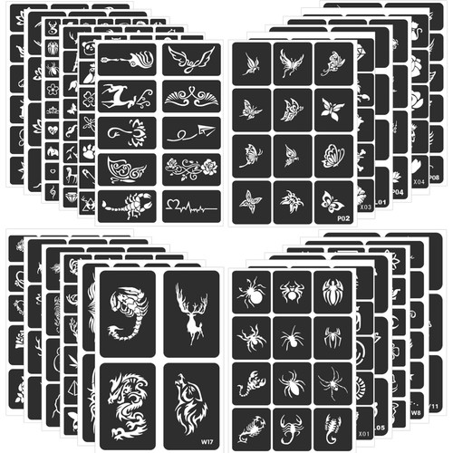 Henna schablonen set - set, blatt