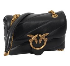 Pinko Damen Tasche Love Baby Puff Schaf Nappa Logo Gold Farbe Schwarz Z99Q