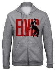 Elvis Presley Band Kapuzenpullover Hooded Sweatjacke mit Reißverschluss-9147Grau