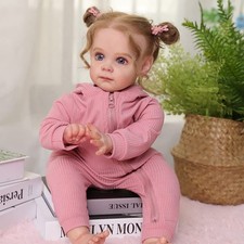 DHL 55cm Reborn Puppe Baby Lebensecht Weiches Vinyl Silikon Stoffkörper Mädchen