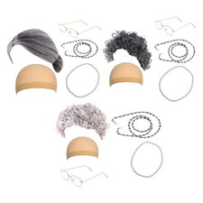 Alte Dame Perücke Kostüm Set