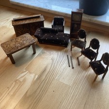 Puppenstube  um 1940 Antik Mit Standuhr