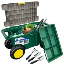 3 in 1 Gartenwagen - Werkzeugaufbewahrung Gartenkniebeuger Unkrauthocker Schwerlastbox