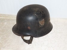 Stahlhelm Feuerwehr Feuerlöschpolizei Doppelpatch entnazi. Deutsch 2 WK!