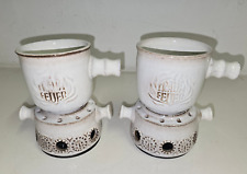 Traumfeuer Feuerzangenbowle Beige Grau 2 Stövchen 2 Tassen Keramik 70er 80er