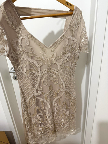 Damen abendkleid kurz beige - abendkleid,