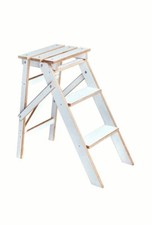 Klappleiter,Massivholzleiter- Eiche Massiv, WEIß ,DEFEKT