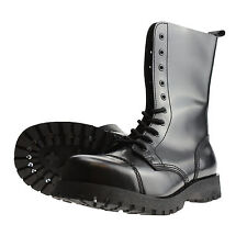 Boots & Braces 10-Loch schwarz Stiefel Rangers Springer Stahlkappe Leder Neu