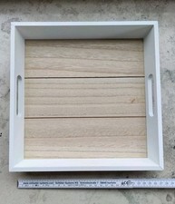 Deko Tablett Holz weiß quadratisch 28x28cm Kerzen Tisch Dekoration 