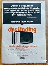 Das Unding Braun sixtant 6006 Rasierapparat Original 1971 Vintage Advert Werbung