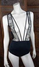 SIMONE PERELE Body Unterwäsche 32 34 schwarz Teil transparent Spitze Schlitz