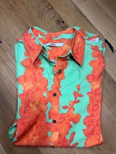 -0039- Italy Hemd Gr. XL Hemd Bluse Orange Grün Langarm relaxed gepflegt