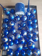 Weihnacht baum schmuck blau 45 teilig Kugeln Spitze Glocken Kette Weihnachtsdeko