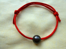 Armband mit echter  Tahiti  Perle 10mm rund Anthrazit-Schwarz , verstellbar