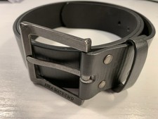 Echt Jeans-Gürtel Herren Damen, Massive Schnalle, Leder, Schwarz