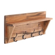WANDGARDEROBE MIT REGAL VINTAGE | 60x26x10cm (BxHxT), Recyclingholz | Flur Haken