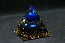 GROSSE schöne Orgonit Pyramide / Chakra Orgon Stein Amethyst Energie / blau-gold