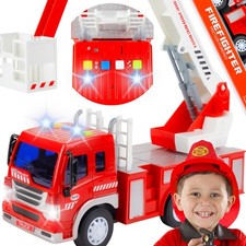 Malplay Feuerwehrauto mit Leiter Spielzeugauto Licht Sound Feurwehr ab 3 Jahr