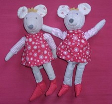 2 x IKEA Maus Fabler Mus ca 28 cm grau rotes Kleid Krone