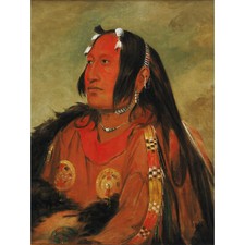 Catlin Tauben Eierkopf Indianer Krieger Portrait großer Leinwand Kunstdruck
