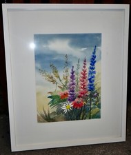 Bild Aquarell "Garten am Federsee", 63 x 53, Glas/Holzrahmen,signiert,handgemalt