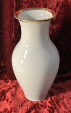 Lindner Küps Bavaria Vase Rheingold Weiß Goldrand 25,3 cm 70er Vintage