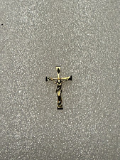 14k Gelbgold Jesus Christus Kruzifix Religiös Kreuz Charm Anhänger
