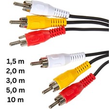 Cinch Kabel 3-fach RCA Audio Video Chinch Cinchkabel mit je 3* Cinchstecker