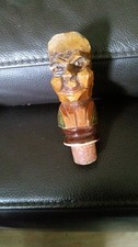 Vintage Flaschenverschluss - Holzkopf geschnitzt - Mann mit Hut - Weinstopfen