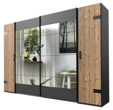 Dreh-/Schwebetürenschrank Stockholm Kleiderschrank 270x65x210cm Graphit Edeltann