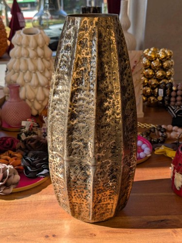 Vase metall gold dunkel - metall,