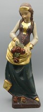 HOLZFIGUR FRAU MIT BLUMEN ROSENFRAU FIGUR HOLZSCHNITZEREI