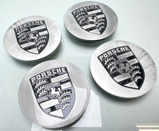 4x PORSCHE NABENDECKEL FELGENDECKEL FELGE DECKEL / silber FUCHS alt / STAHL ALU
