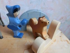 HOLZTIGER Figuren Arktis mit Brandstempel Eskimo Iglu Schlitten Husky Raritäten