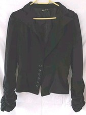Designer Blazer Businessjacke Schwarz Geraffte Ärmel Italien 42 Laeticia Dreams