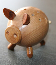 Vintage 50er 60er Holz Schwein