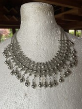 NEU Statement Kette Choker Perlen Glieder Ibiza Boho Silber