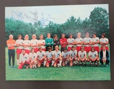 14 original Autogramme auf Mannschaftskarte Hamburger SV,Bergmann,1973, HSV 