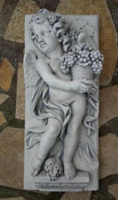 Wandplatte "Putte mit Wein"74 cm Skulpturen Steinguss, Relief, Engel, Gartendeko