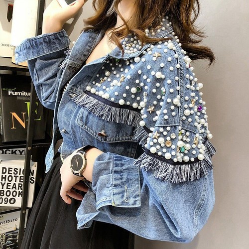 Damen denim jeansjacke mantel - denim,