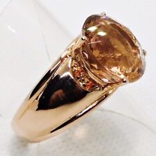14 mm Pfirsich Orange Morganit Saphir Ring 925 585 Roségold vergoldet 19,7 mm