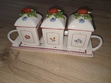 Villeroy Boch Petite Fleur 3 Marmeladen Dosen  Tablett Country Collection