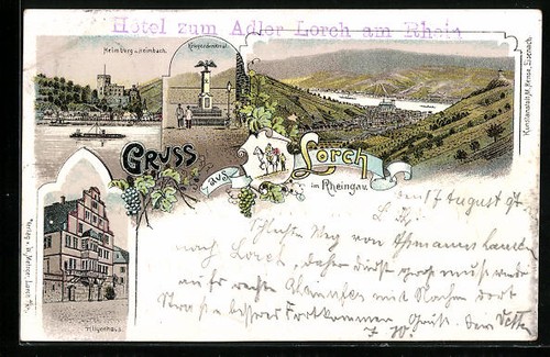 Lithographie lorch rheingau - lithographie,
