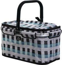 Genius Einkaufskorb Falko Karriert +Reißverschluss Korbdeckel Haushalt B Ware